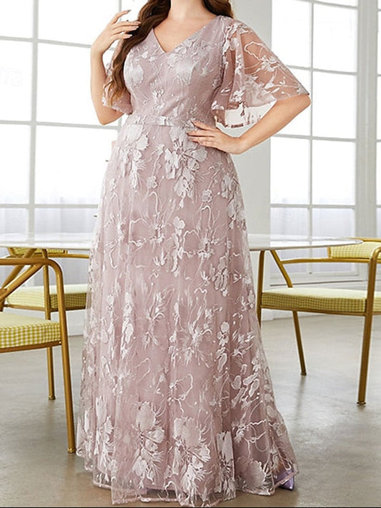 Bride of Plus Dress Mother Size Neck V the Curve Elegant