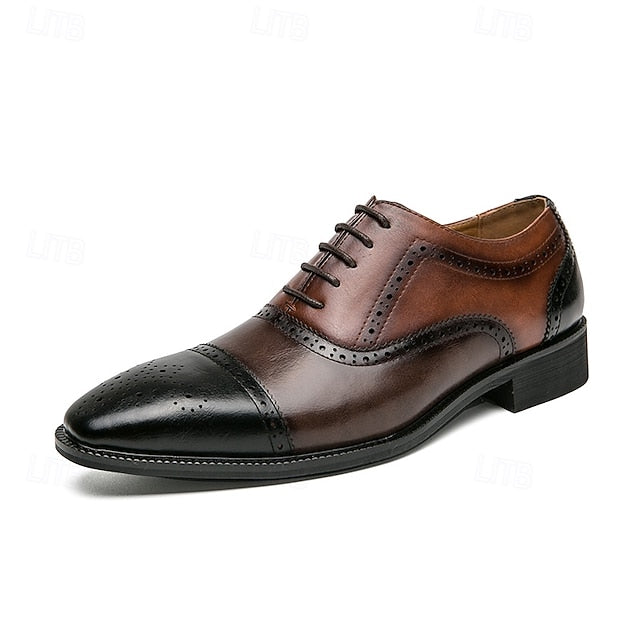 Faux and – Shoes Men's Oxford Black Leather Brown Wingtip