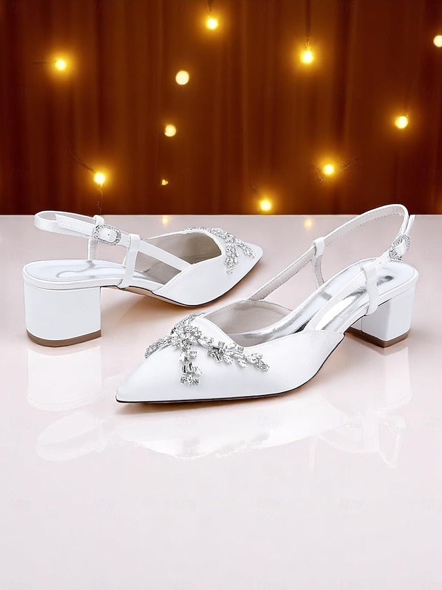 Slingback Black Women's Satin Heels