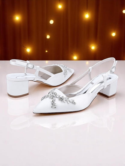 Women's Satin Black Heels Slingback