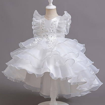 Girls' Dress Asymmetrical Kids Party Floral