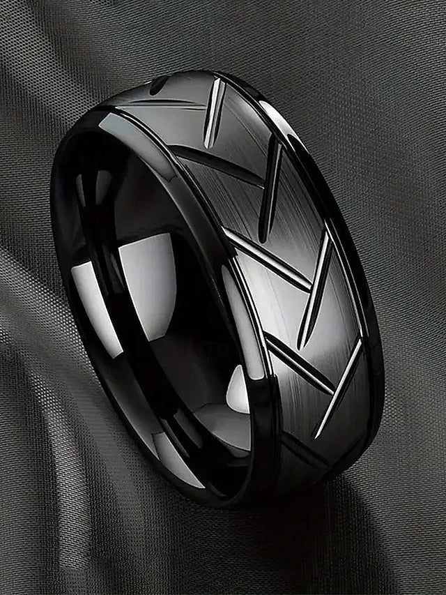 Rings Pattern Men's – Stainless Geometric Modern Steel