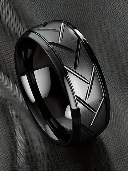 Rings Pattern Men's – Stainless Geometric Modern Steel