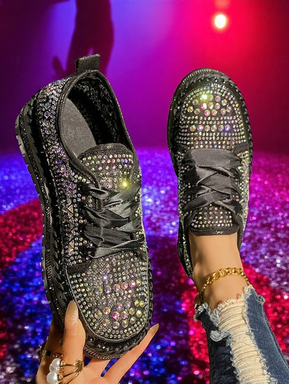 Sparkling Sneakers with Silver Women's Accents Rhinestone