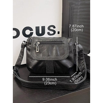 with Faux Bag Women's Leather Brown Crossbody Studded