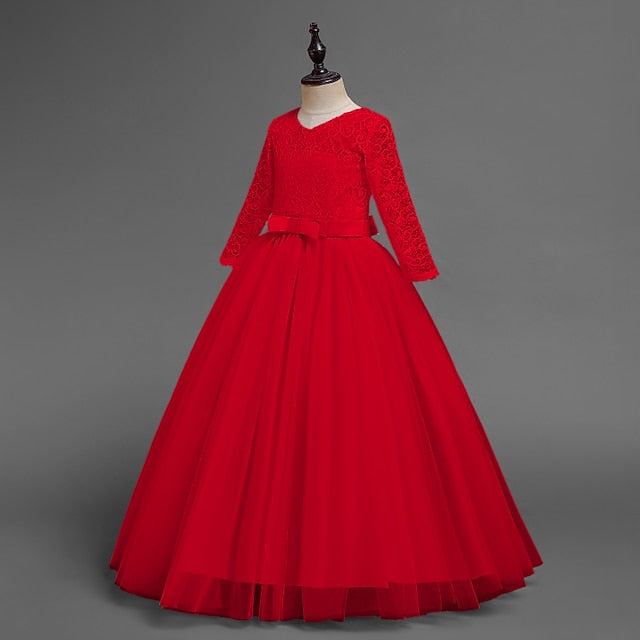 Kids Flower Girl Sleeve Dress Girls' Wedding Half