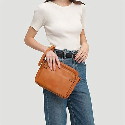 Shoulder Leather Women's Vintage Three-Layer Crossbody