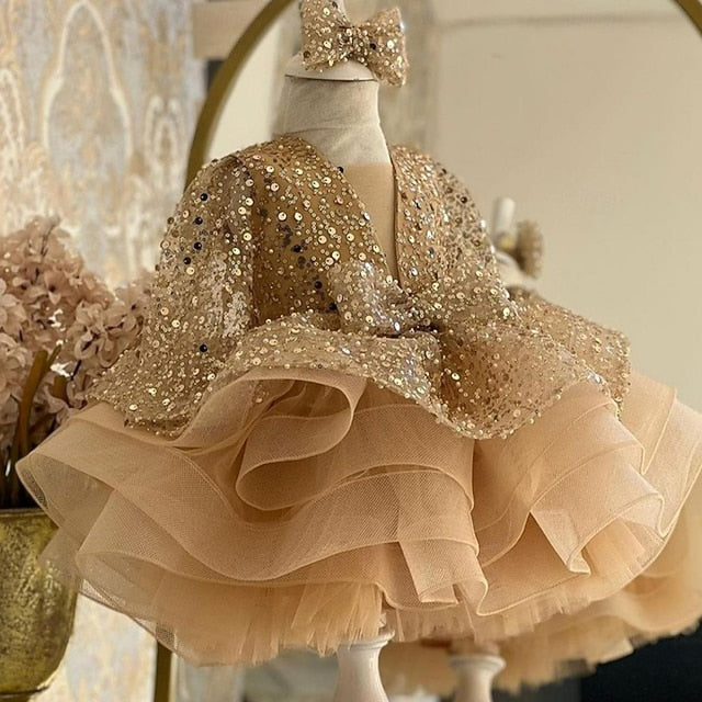 Girls' Kids Solid Color Dress Sleeve 3/4 Party Length