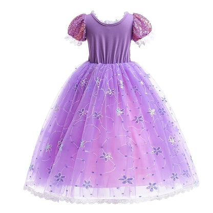 Cloak Dress Flower Rapunzel Cosplay Girl Princess