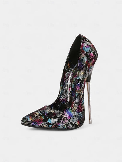 High Red Jacquard Women's Stiletto Heels