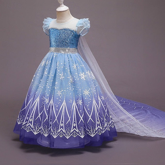 Cloak Flower Princess Dress Elsa Girls' Girl Frozen