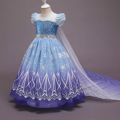 Cloak Flower Princess Dress Elsa Girls' Girl Frozen