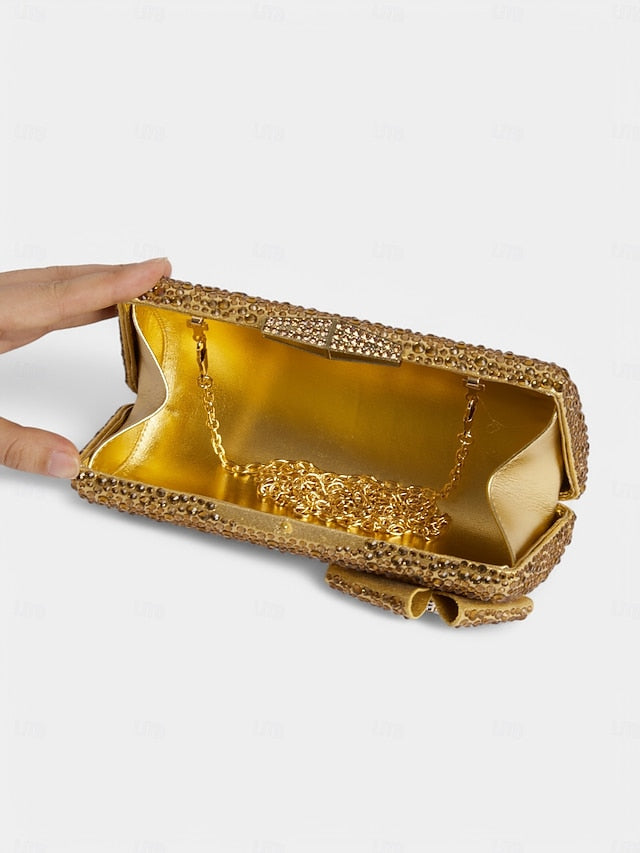 Heel with Rhinestone Sparkling Clutch Bow Matching High Sandals