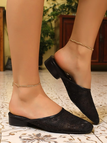 – Elegant Sheer Ballet Lace Flats Mesh White Women's