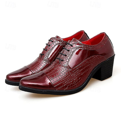 Oxford Crocodile Leather Patent Faux Men's Black Pattern