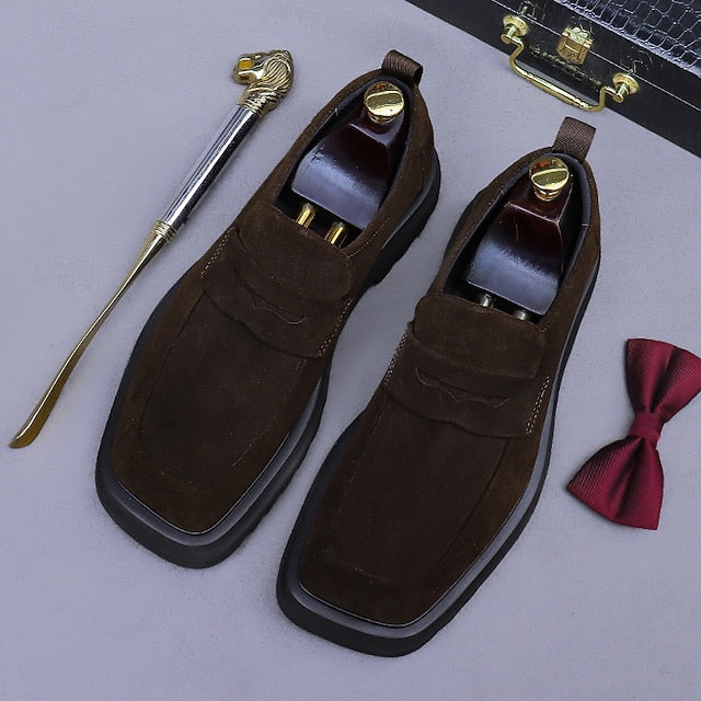Cowhide Leather Men's Loafers Business Suede -Classic