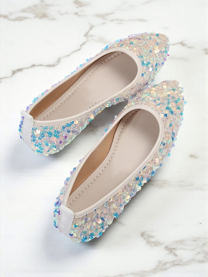 Flats Pointed Sparkly Toe Women's Black - Sequin Ballet