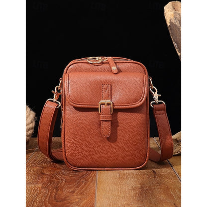 Bag Front Brown with Faux Vintage Leather Women's Crossbody