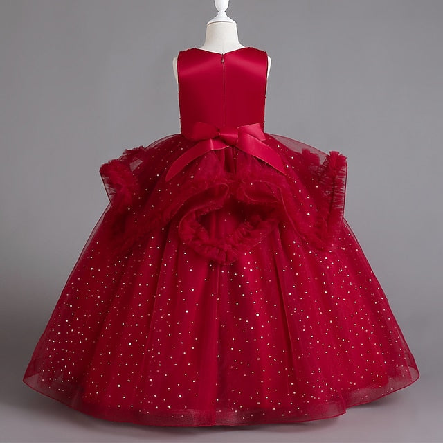 Kids Sequin Dress Party Color Girls' Solid Sleeveless