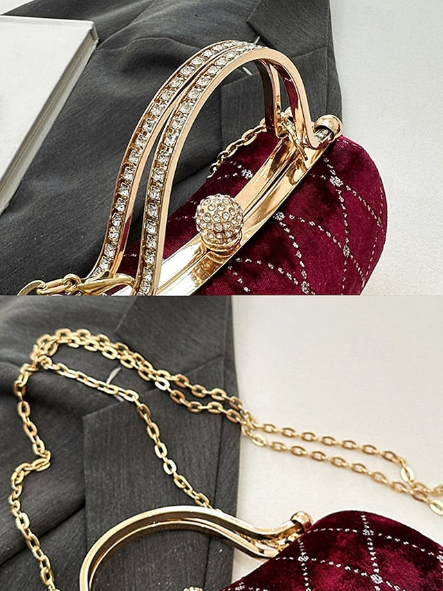 Velvet Accents Women's Purse Evening with Quilted - Diamond