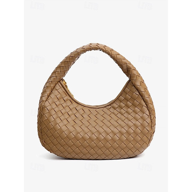 Leather Elegant Woven Chic Bag Women's Hobo – Round Ivory