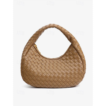 Leather Elegant Woven Chic Bag Women's Hobo – Round Ivory
