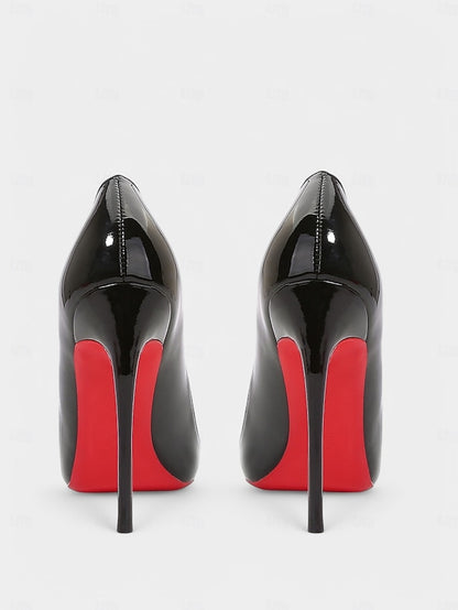 High Toe Soles Pointed Patent with – Red Black Leather Heels