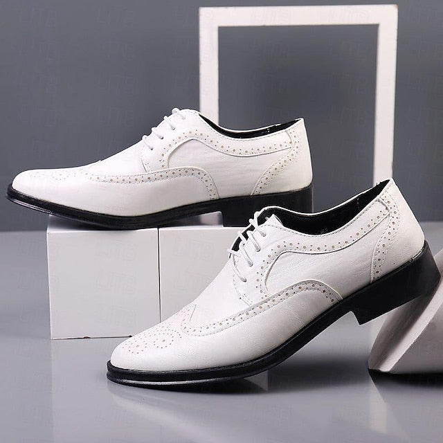 - Brogue Men's Formal Classic Oxford Shoes White
