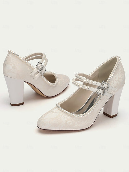 Pearl - Women's Mary Heels Lace Embellished Purple Jane