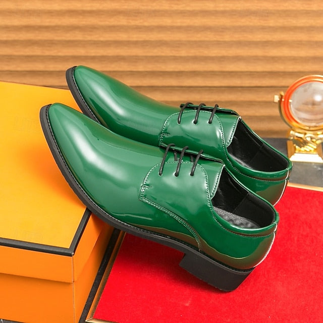 Patent Formal Green – for Men Lace-Up Shoes Leather Glossy