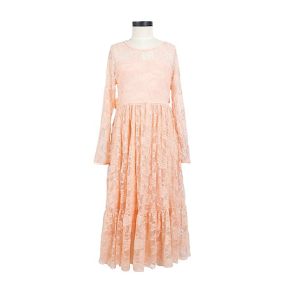 Girls' Flower Kids Solid Long Colored Girl Dress