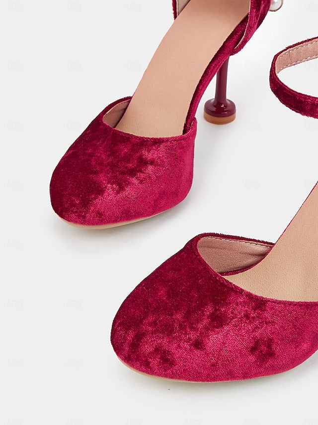Velvet with Heels Women's Big Jane Bow Burgundy and Mary