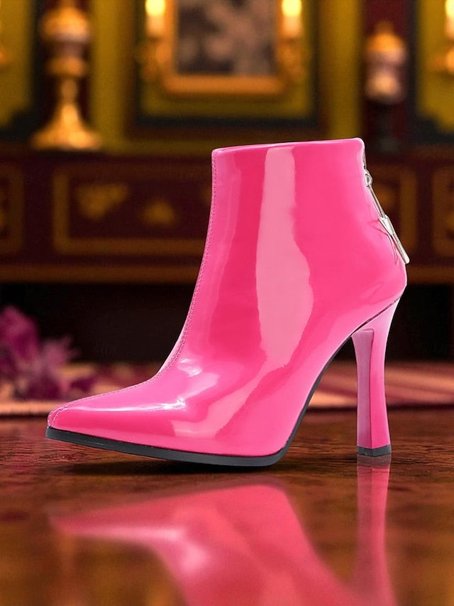 Fur Boots Heel Faux Women's Gold Ankle Lining Stiletto with