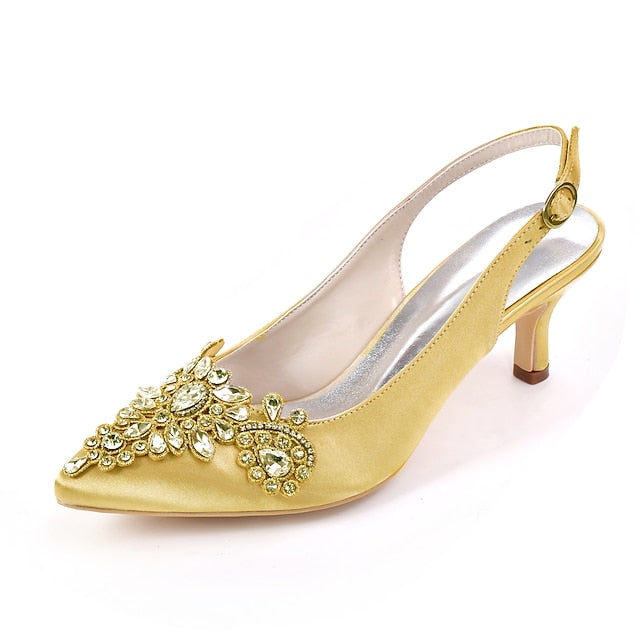- with Embellishment for Beige Heels Slingback Women Crystal