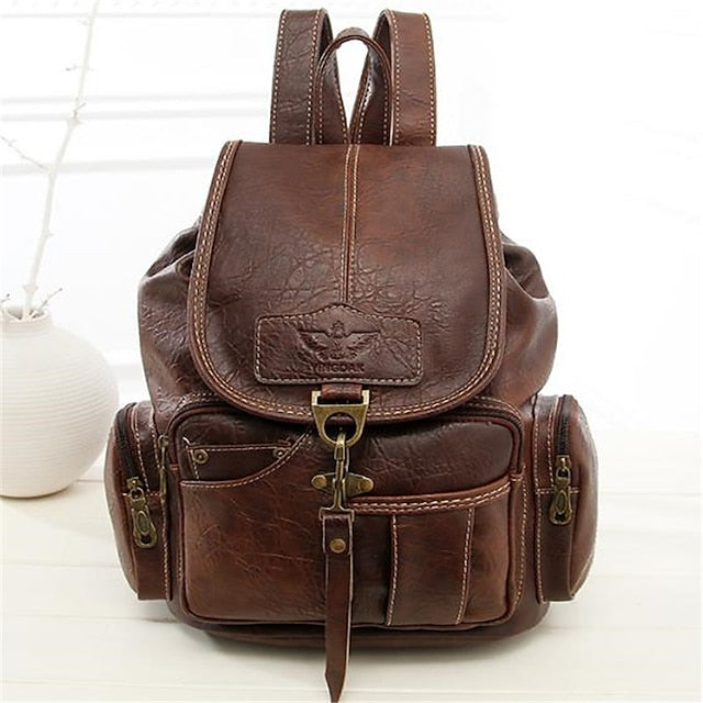 Women's with Backpack Vintage Leather Pockets Faux Multiple