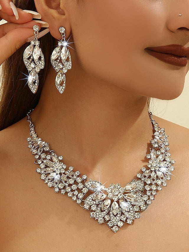 Jewelry Necklace Set Green – Crystal Statement Elegant