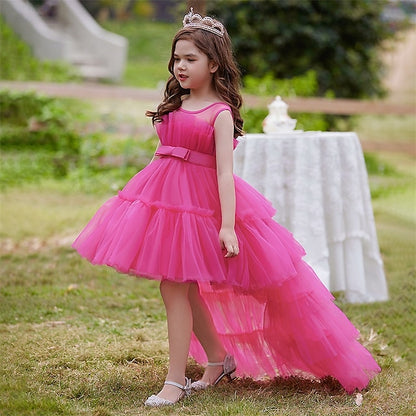 Kids Sleeveless Color Solid Party Girls' Dress Performance