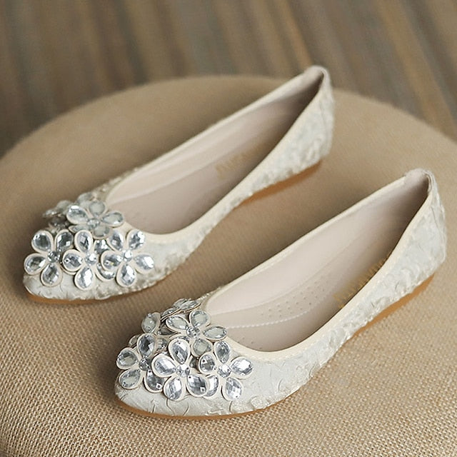 - Flats Floral Women's Crystal Embellished Wedding Foldable