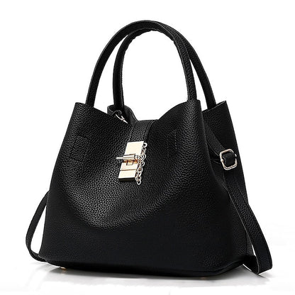 Gold Red Women's Chain with Leather Handbag Lock and Faux