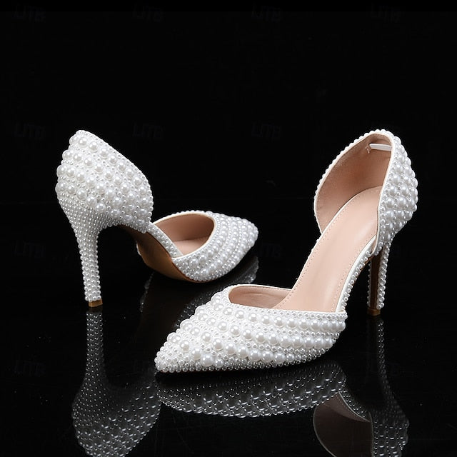 Set Women's and Stiletto – Pearl Bag White Clutch Heels