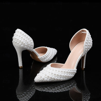 Set Women's and Stiletto – Pearl Bag White Clutch Heels