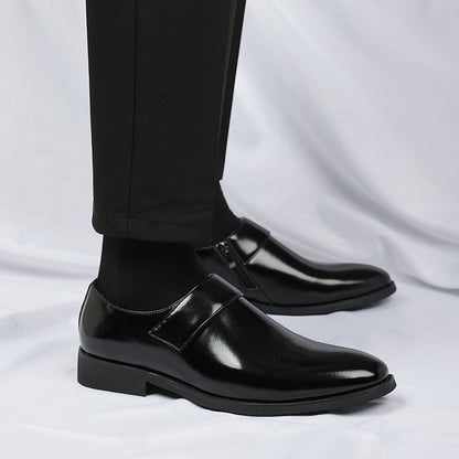 Leather Loafers Shoes Brown Slip-On Business Men's