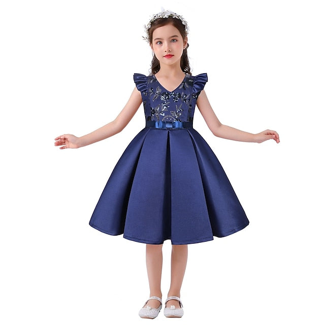 Color Kids Party Dress Sleeveless Solid Formal Girls'
