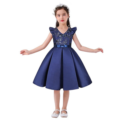 Color Kids Party Dress Sleeveless Solid Formal Girls'