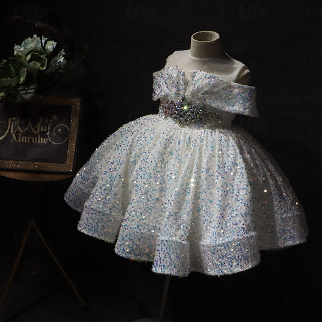 Short Dress Solid Color Sleeve Kids Girls' Party