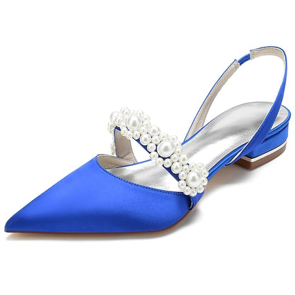 Shoes Elegant with Pearl Women's White Satin