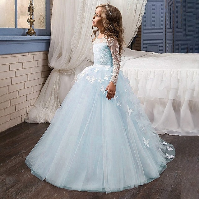 Communion Party Girls' Kids Dress First Solid Color