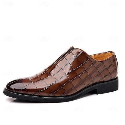 Slip-On Pattern Burgundy Men's Crocodile Shoes –