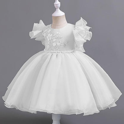 Party Dress Wedding Sleeveless Floral Girls' Sequin Kids