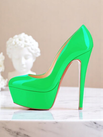 Pointed-Toe Patent with Heels Black and Platform Women's